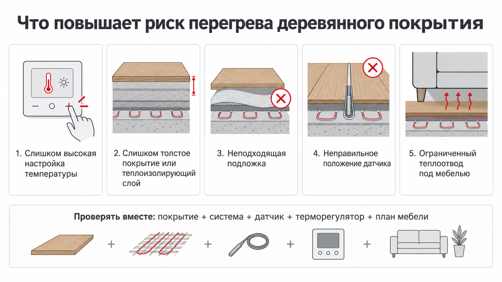 Пять факторов риска перегрева паркетной доски над теплым полом